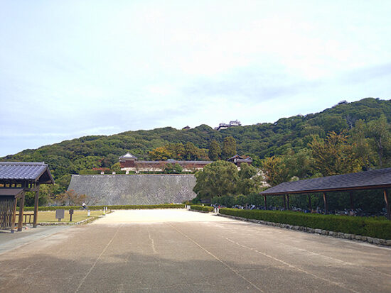 城山公園から松山城を望む。