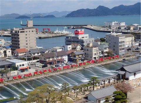 今治市消防団 今治方面隊一斉放水式