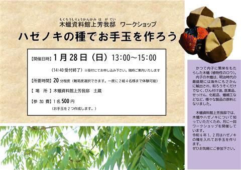 ハゼノキの種でお手玉を作ろう